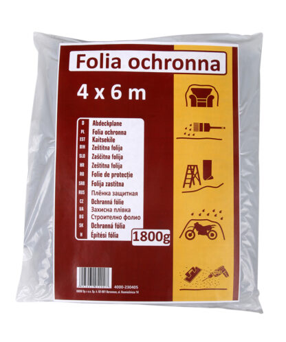 Folia ochronna 4x6m 1800g LDPE budowlana - 0418-901800 KAEM