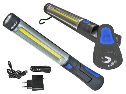 Latarka akum. 3,6V - 3W COB LED + 3W LED /zasilacz USB na 230V i 12V/ L1023 Dedra - obrazek 2