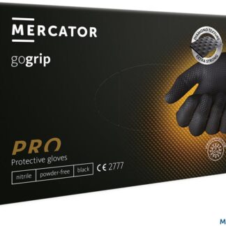 Rękawice nitrylowe warsztatowe MERCATOR czarne (op.50szt) RMM-PGRIPGO rozm.L