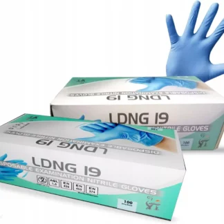 Rękawice nitrylowe bezpudrowe niebieskie (op.100szt) LDNG-19 r. L